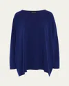 Eskandar A-line Bateau Neck Sweater (long Length) In Lapis
