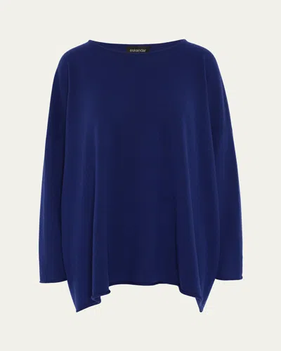 Eskandar A-line Bateau Neck Sweater (long Length) In Lapis