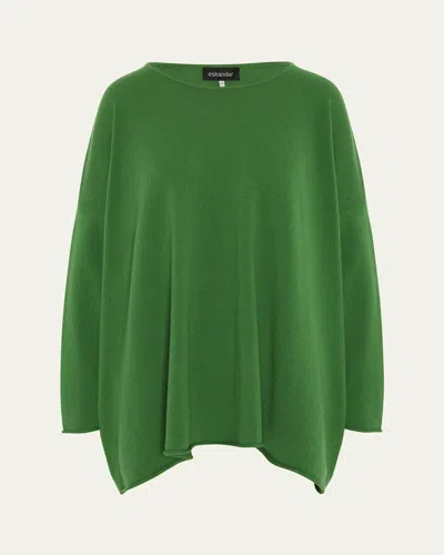 Eskandar A-line Bateau Neck Sweater (long Length) In Sugarsnap