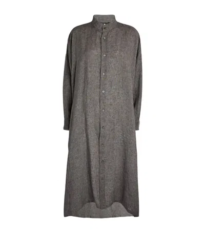 Eskandar A-line Collarless Shirt Dress In Grey