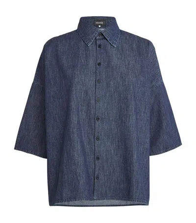 Eskandar A-line Denim Shirt In Blue