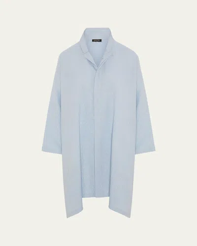 Eskandar A-line Floral Silk Shirt In Blue