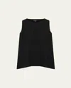 Eskandar A-line Round Neck Shell (mid Plus Length) In Black