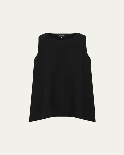 Eskandar A-line Round Neck Shell (mid Plus Length) In Black