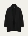 Eskandar A-line Scrunch Shawl Collar Cardigan (long Length) In Black