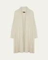 Eskandar A-line Scrunch Shawl Collar Cardigan (very Long Length) In White