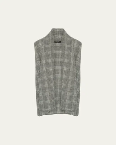 Eskandar A-line Scrunch Shawl-collar Waistcoat (long Length) In Grey