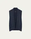 Eskandar A-line Scrunch Shawl-collar Waistcoat (long Length) In Navy