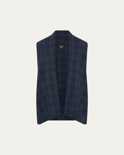 Eskandar A-line Scrunch Shawl-collar Waistcoat (long Length) In Navy