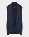 Eskandar A-line Scrunch Shawl-collar Waistcoat (long Length) In Navy