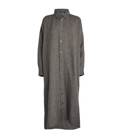 Eskandar A-line Shirt Midi Dress In Grey