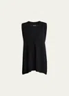 Eskandar A-line Sleeveless Deep-v Long Cashmere Sweater In Black