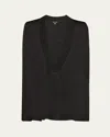 Eskandar A-line Sleeveless Deep-v Sweater (mid Plus Length) In Black