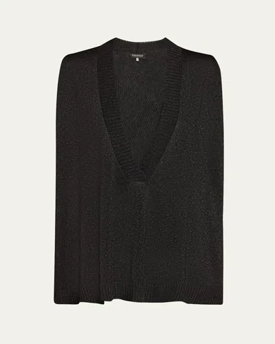 Eskandar A-line Sleeveless Deep-v Sweater (mid Plus Length) In Black