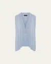 Eskandar A-line Sleeveless Deep-v Sweater (mid Plus Length) In Chambray