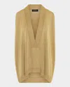 Eskandar A-line Sleeveless Deep-v Sweater (mid Plus Length) In Gold
