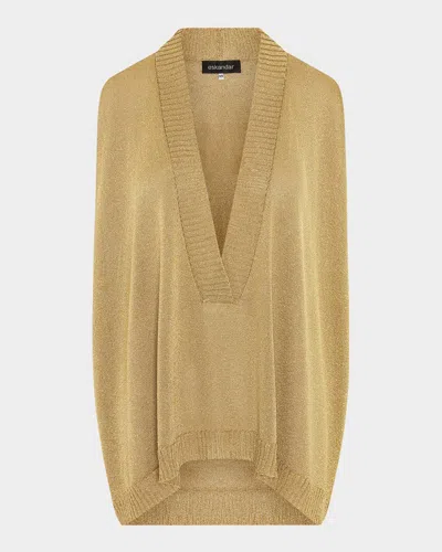 Eskandar A-line Sleeveless Deep-v Sweater (mid Plus Length) In Gold