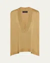 Eskandar A-line Sleeveless Deep-v Sweater (mid Plus Length) In Gold