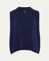Eskandar A-line Sleeveless Deep V Sweater (mid Plus Length) In Lapis