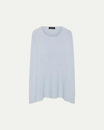 Eskandar A-line Sleeveless Round Neck Top- Mid Plus Length In Blue