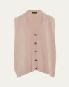 Eskandar A-line Sleeveless V-neck Cashmere Cardigan In Rosepowder