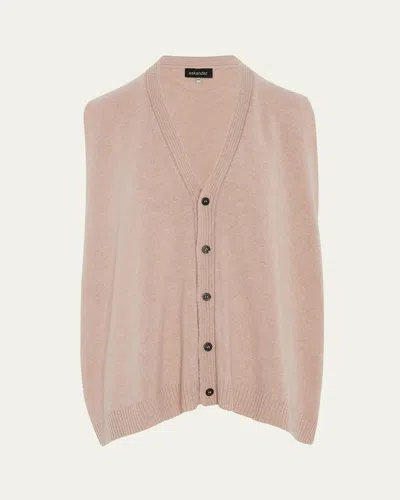 Eskandar A-line Sleeveless V-neck Cashmere Cardigan In Rosepowder