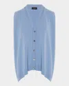 Eskandar A-line Sleeveless V-neck Cashmere Cardigan (mid Plus Length) In Wedgewood