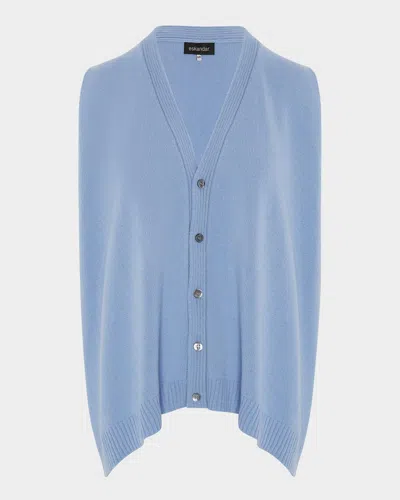 Eskandar A-line Sleeveless V-neck Cashmere Cardigan (mid Plus Length) In Wedgewood
