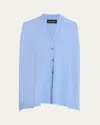 Eskandar A-line Sleeveless V-neck Cashmere Cardigan (mid Plus Length) In Wedgewood