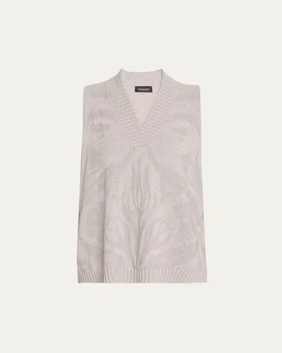 Eskandar A-line Sleeveless V-neck Cashmere Sweater In Greybeige