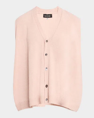 Eskandar A-line Sleeveless V-neck Cashmere Sweater In Naturalpink