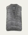 Eskandar A-line Sleeveless V Sweater (mid Plus Length) In Monochrome