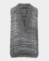 ESKANDAR A-LINE SLEEVELESS V SWEATER (MID PLUS LENGTH)