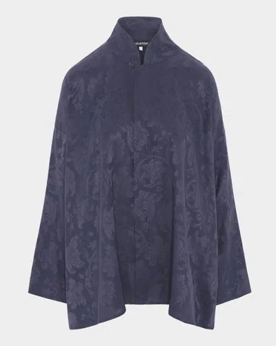Eskandar A-line Silk Floral Jacquard Jacket In Navydark
