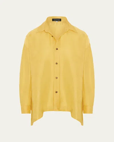 Eskandar A-line Silk Plisse Shirt In Yellow