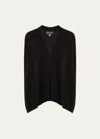 Eskandar Plain Cashmere A-line Sleeveless V-neck Cardigan (mid Plus Length) In Black