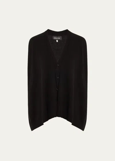 Eskandar Aline Sleeveless V-neck Cardigan (mid Plus Length) In Black