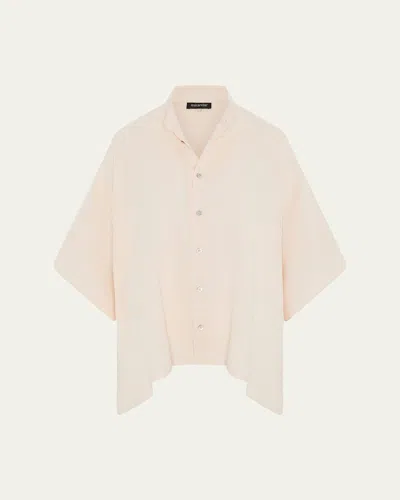 Eskandar A-line Textured Silk Shirt In Pale Pink