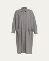 Eskandar Angle To Front Side Seam Shirtdress With Collar In Gray