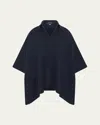 ESKANDAR ANGLE-TO-FRONT SIDE SEAM SHORT SLEEVE TUNIC WITH COLLAR (LONG LENGTH)