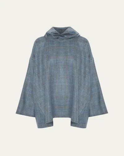 Eskandar Angled-to-front Monks Top (long Length) In Fadedblue