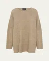 Eskandar Bateau Neck Sweater (mid Plus Length) In Hay