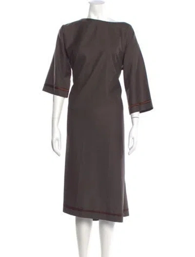 Pre-owned Eskandar Bateau Neckline Long Dress In Gray