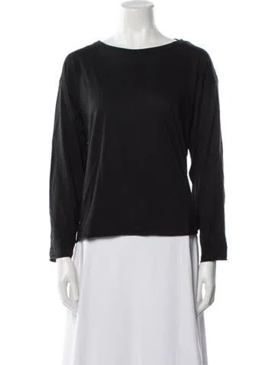 Pre-owned Eskandar Bateau Neckline Long Sleeve Top In Black