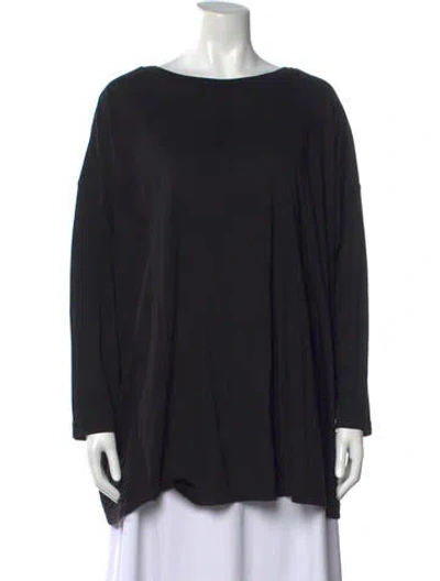 Pre-owned Eskandar Bateau Neckline Long Sleeve Top In Black
