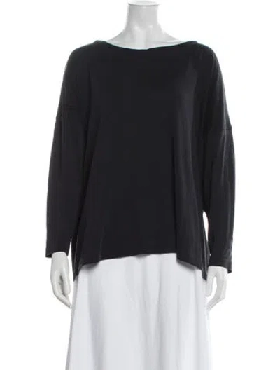 Pre-owned Eskandar Bateau Neckline Long Sleeve Top In Black