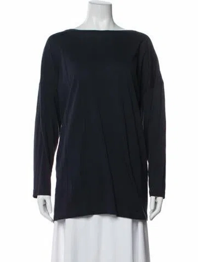 Pre-owned Eskandar Bateau Neckline Long Sleeve Top In Blue