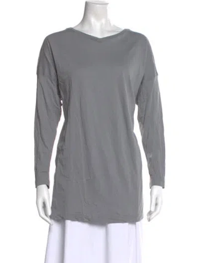 Pre-owned Eskandar Bateau Neckline Long Sleeve Tunic In Gray