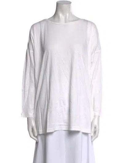 Pre-owned Eskandar Bateau Neckline Long Sleeve Tunic In White