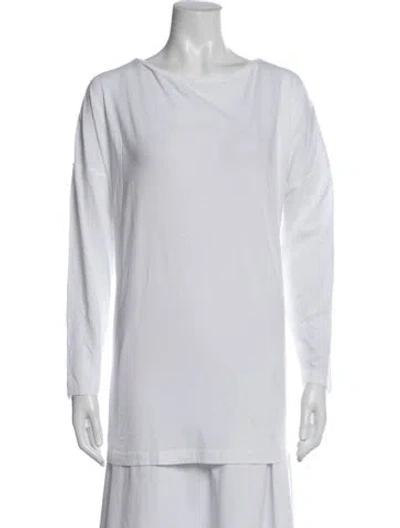 Pre-owned Eskandar Bateau Neckline Long Sleeve Tunic In White